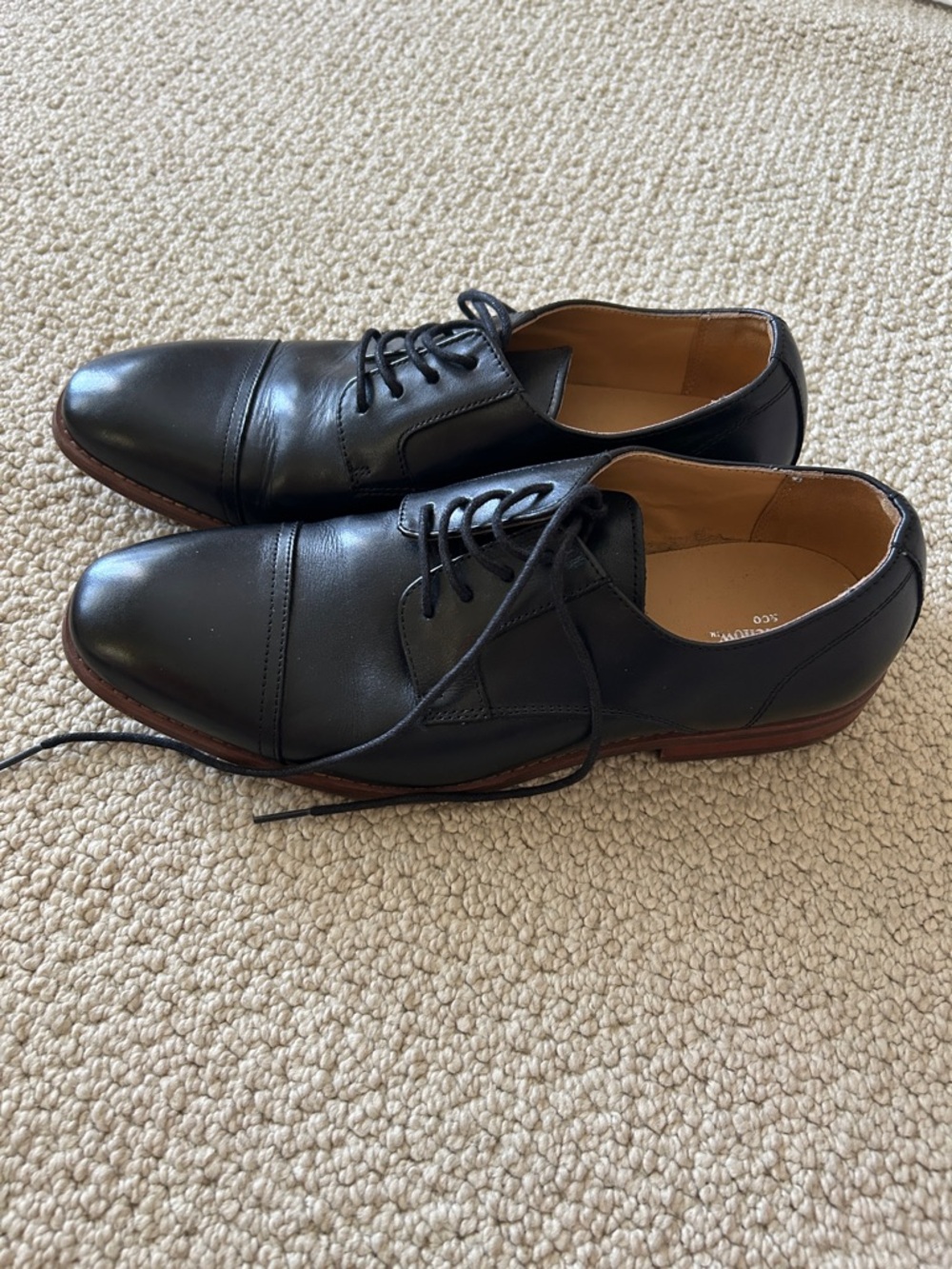 Goodfellow & Co Black Cap-Toe Derby Shoes with Brown Welt
